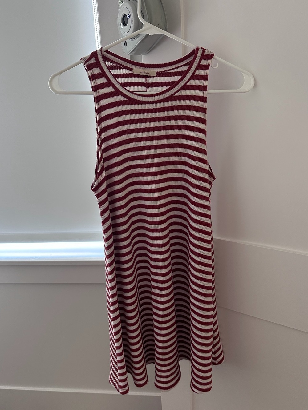 maitai Red and White Striped Knit Tank Dress